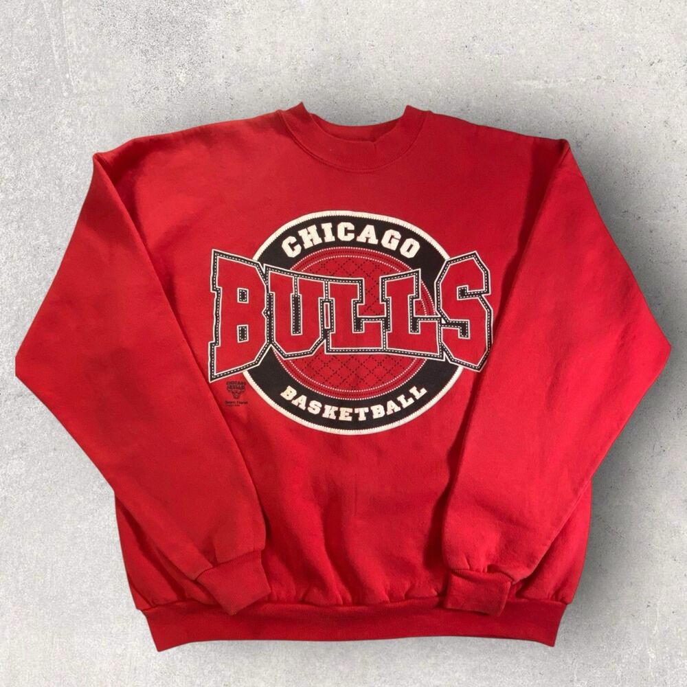 Vtg 90s Chicago Bulls NBA Sweatshirt Hanes Activewear XL USA Rare Retro Design